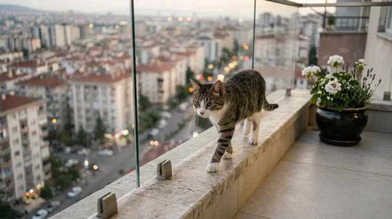 Γάτα σε μπαλκόνι